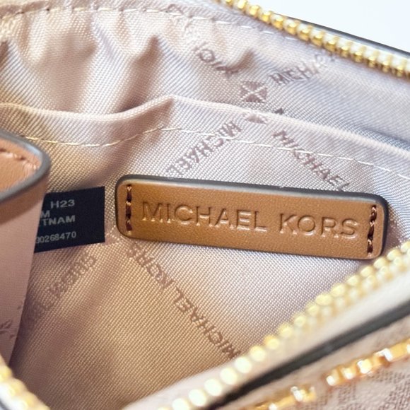 Michael Kors Jet Set Travel Small Coin Pouch ID Key Holder Wallet MK Vanilla - Picture 8 of 11